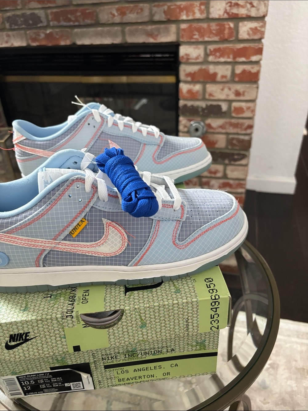 Nike Dunk Low Union Passport Pack Argon DJ9649-400 Men’s 10.5 / Women’s 12 New - Picture 4 of 9